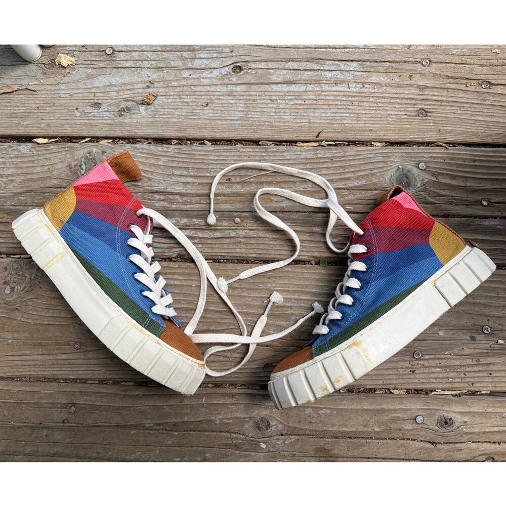 FARM RIO Rainbow Sun Platform High Top Sneakers Women’s Size 7 Flatform Canvas